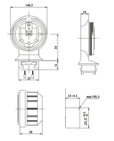 T5 G5 dustproof protected lamp holders diagram